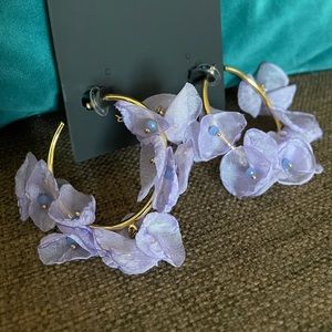 Purple flower statement hoops